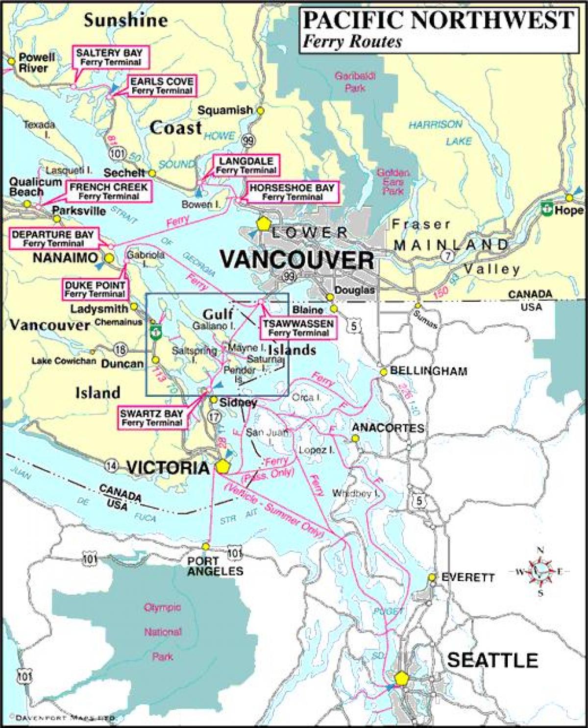 vancouver island ακτοπλοϊκά δρομολόγια χάρτης