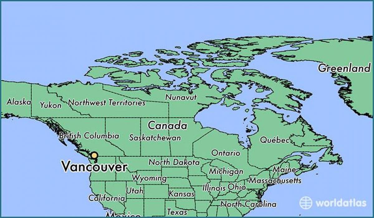 χάρτης του καναδά δείχνει βανκούβερ