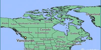 Χάρτης του καναδά δείχνει βανκούβερ