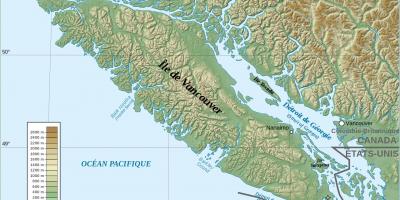 Χάρτης των τοπογραφικών vancouver island