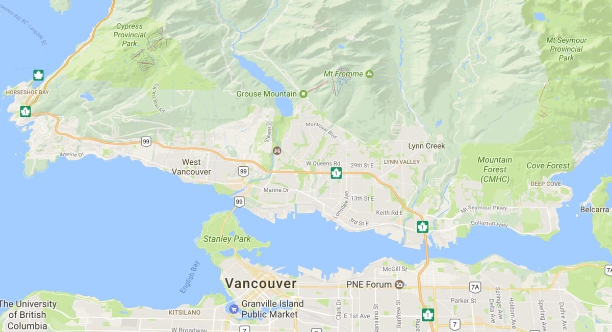 vancouver island βουνά χάρτης