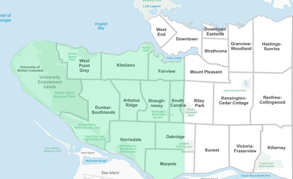 west vancouver γειτονιά χάρτης