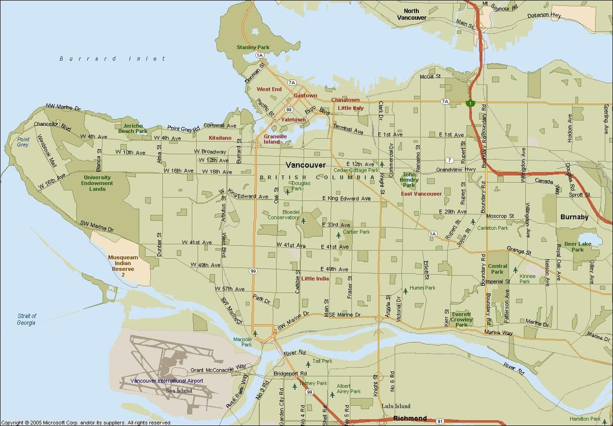 Χάρτης της street vancouver, bc canada