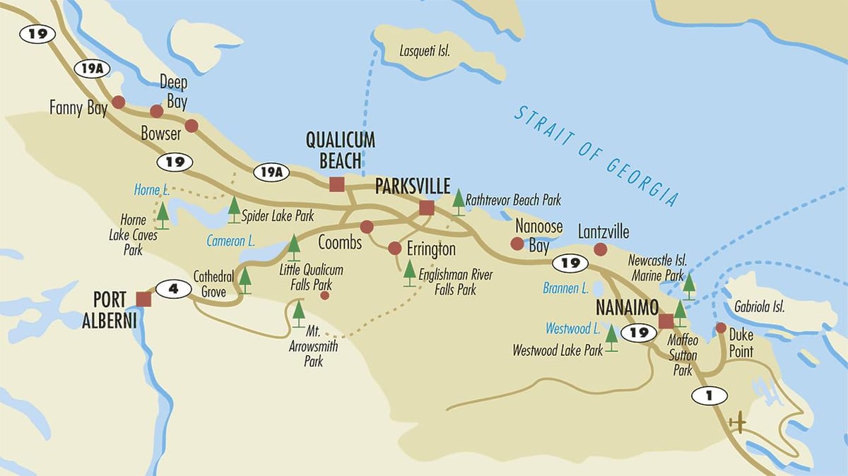 Χάρτης της κεντρικής vancouver island