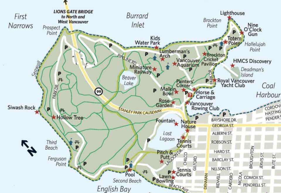 Χάρτης της ξυλοκόπος arch stanley park