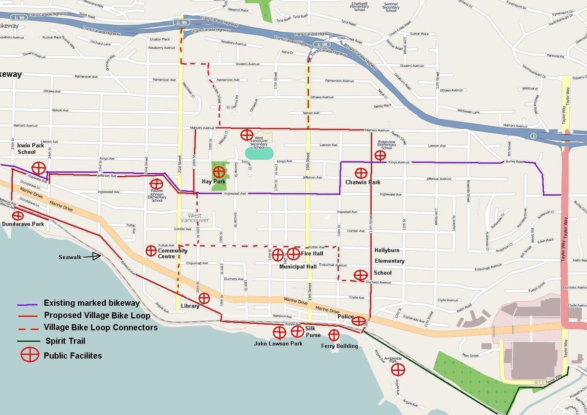 τα north vancouver ποδηλασία χάρτης