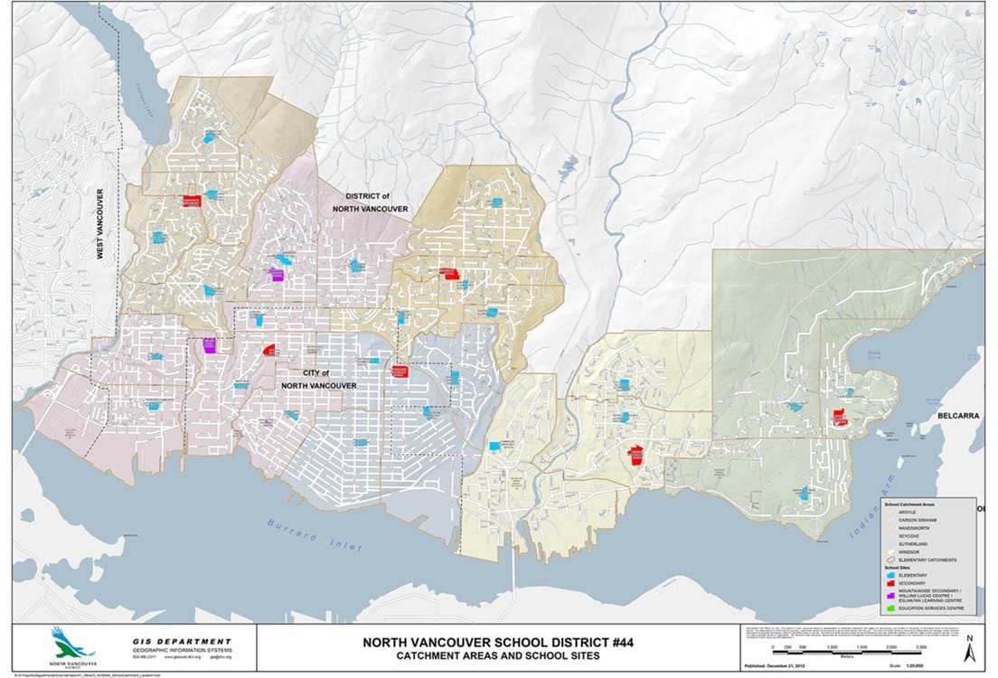 Χάρτης της north vancouver school district