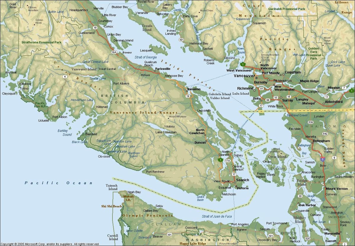 Χάρτης της περιοχής του βανκούβερ π. χ.