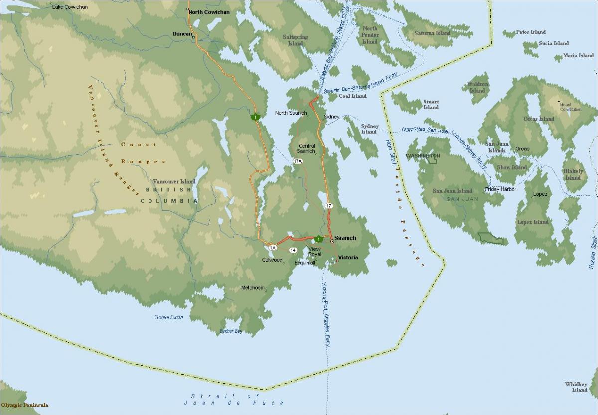 Χάρτης της saanich vancouver island