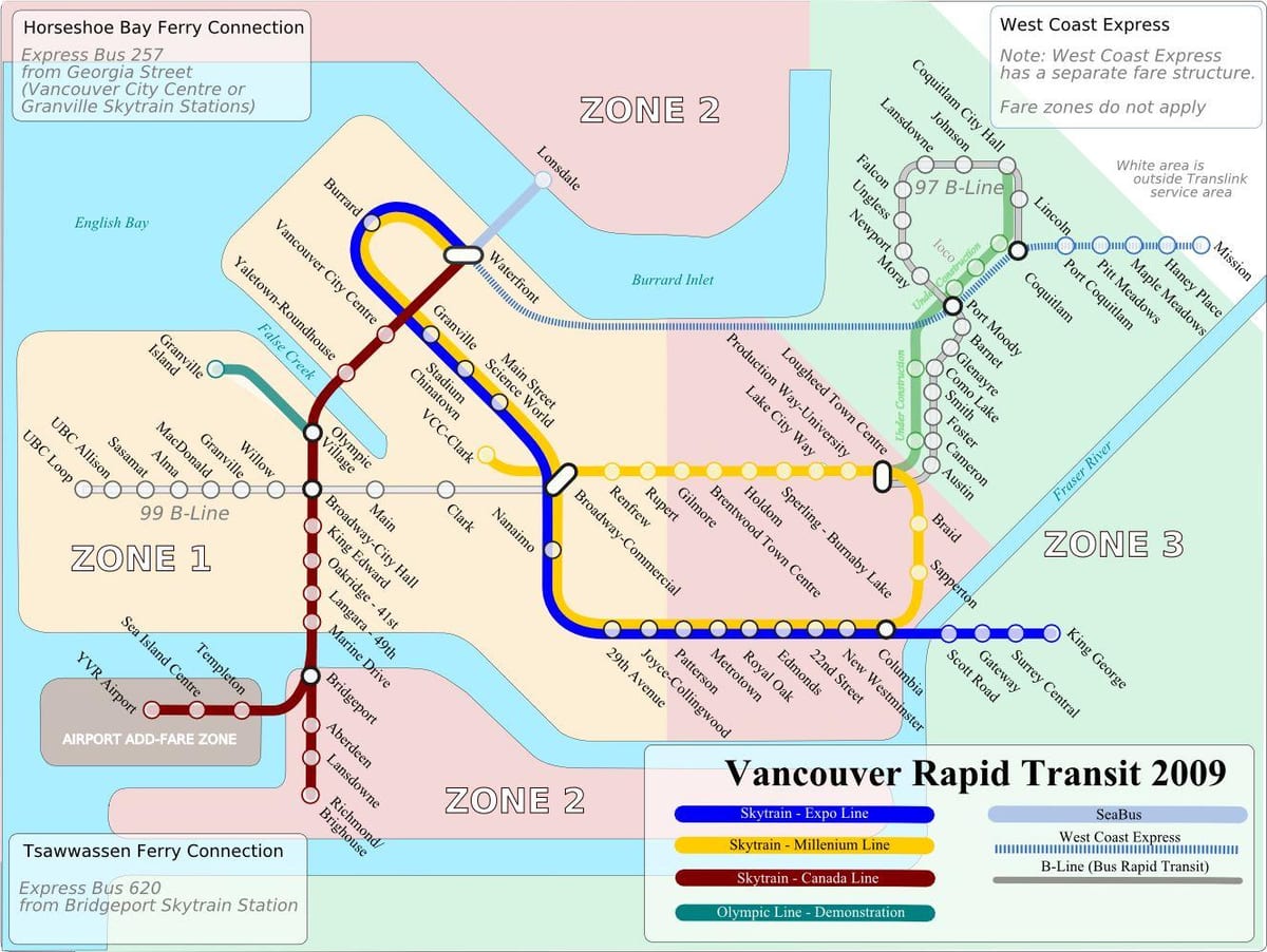 βανκούβερ skytrain ζώνη χάρτης