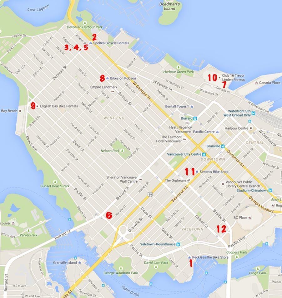 Χάρτης της stanley park ποδηλασία