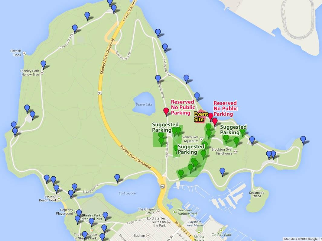 Χάρτης της stanley park στάθμευσης