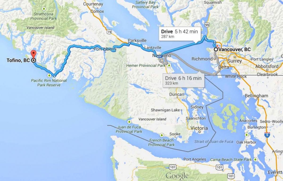 Χάρτης της tofino vancouver island
