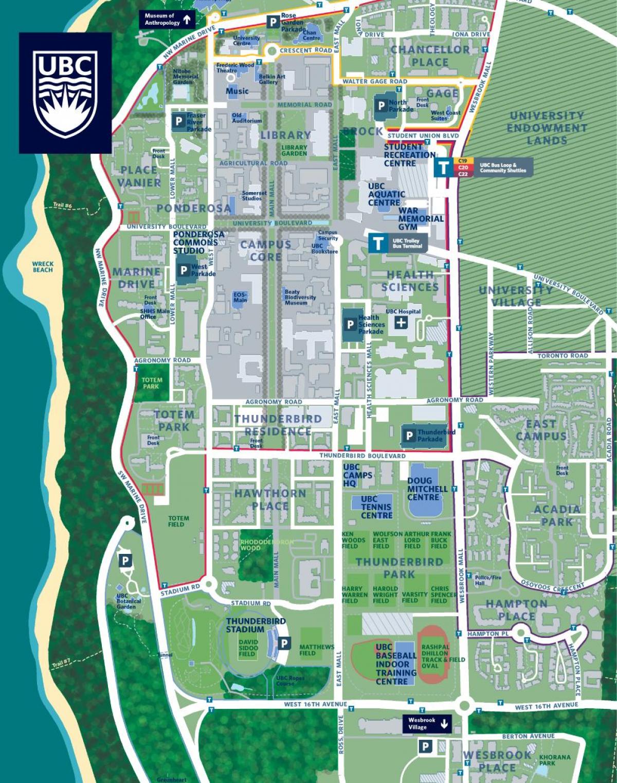 ubc βανκούβερ χάρτη της πανεπιστημιούπολης