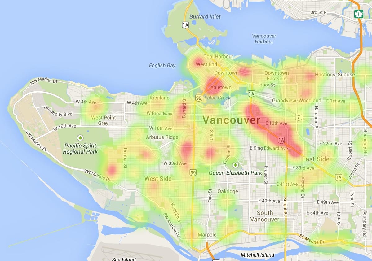 χάρτης της πόλης του βανκούβερ π. χ.