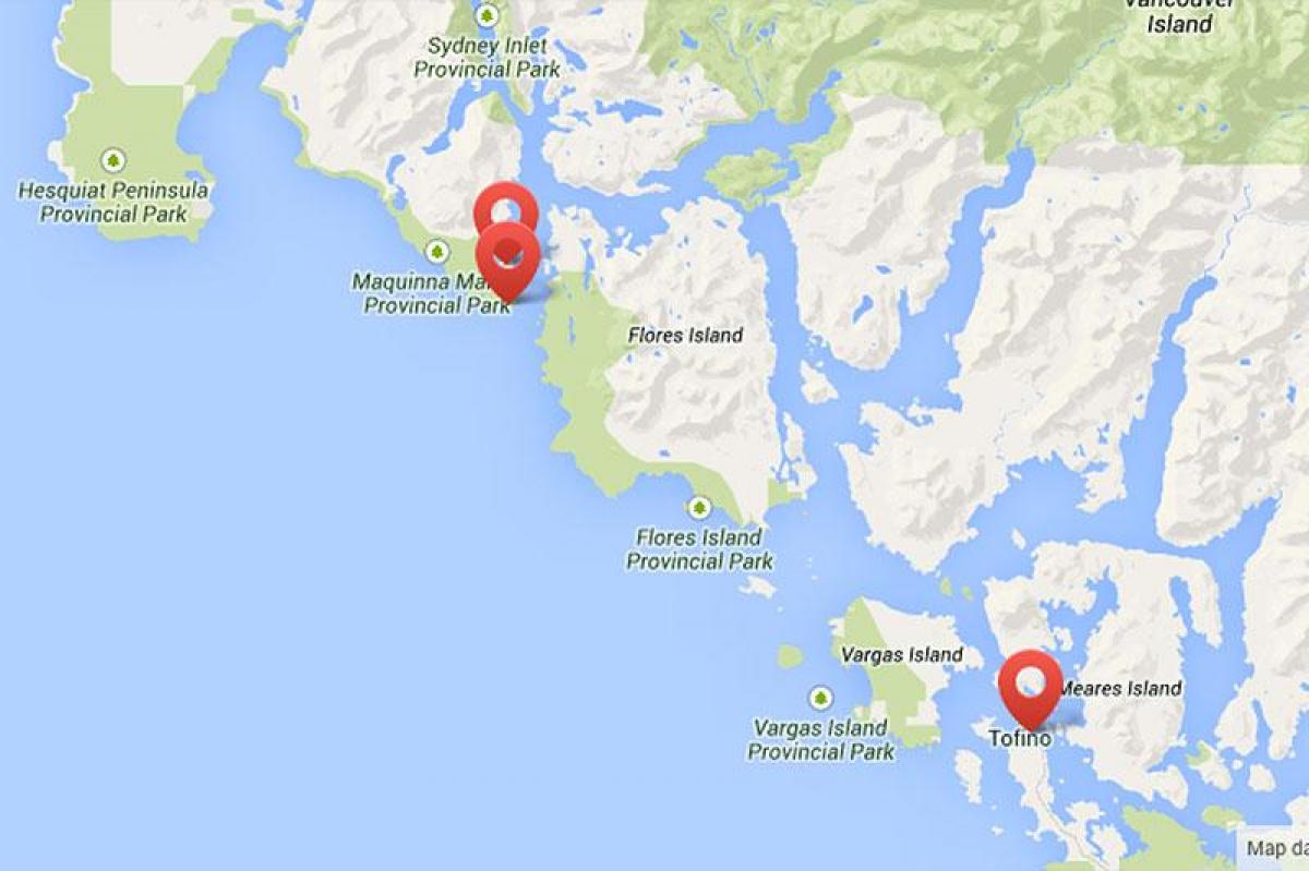 Χάρτης του νησιού του βανκούβερ hot springs