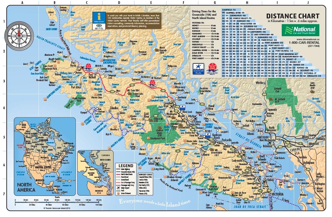 Χάρτης του vancouver island rv πάρκα