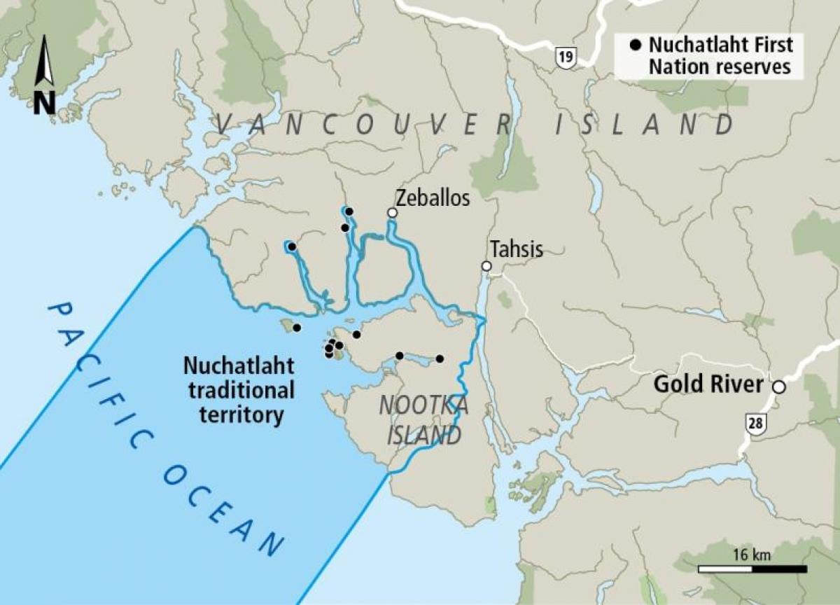 Χάρτης του νησιού του βανκούβερ πρώτη εθνών