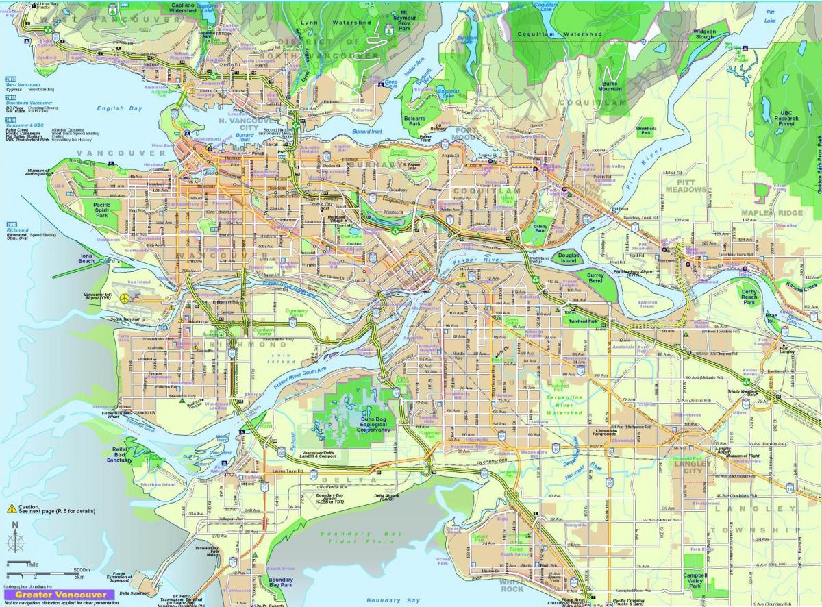χάρτης της πόλης του βανκούβερ π. χ., τον καναδά