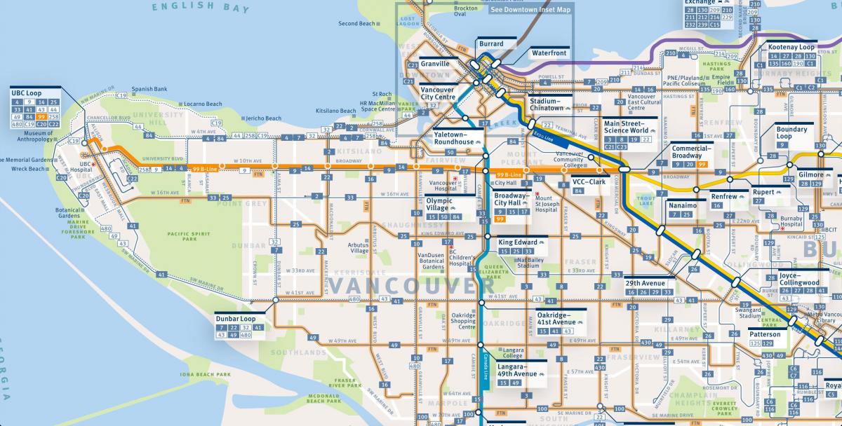 Χάρτης του βανκούβερ δρομολόγια λεωφορείων