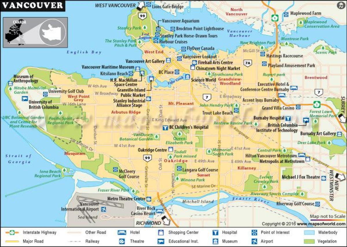 Χάρτης του βανκούβερ σημεία ενδιαφέροντος