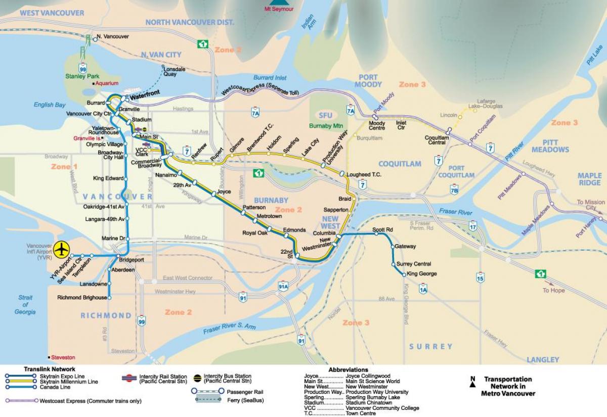 βανκούβερ, π. χ. χάρτης του μετρό