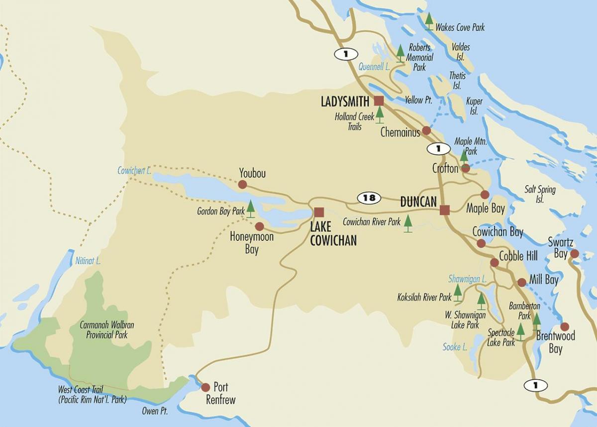 Χάρτης της ντάνκαν vancouver island 