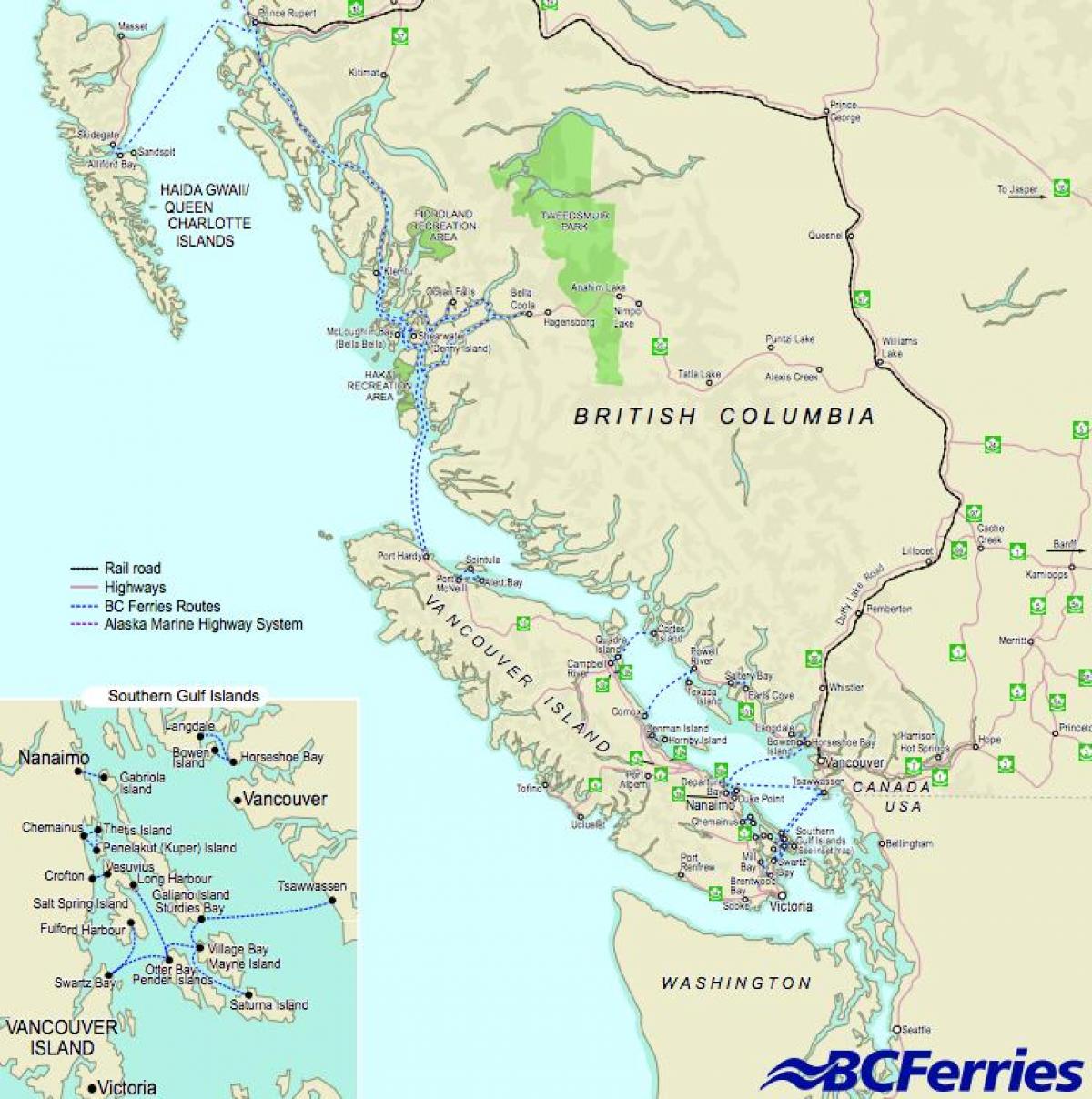 ferries βανκούβερ σε vancouver island χάρτης