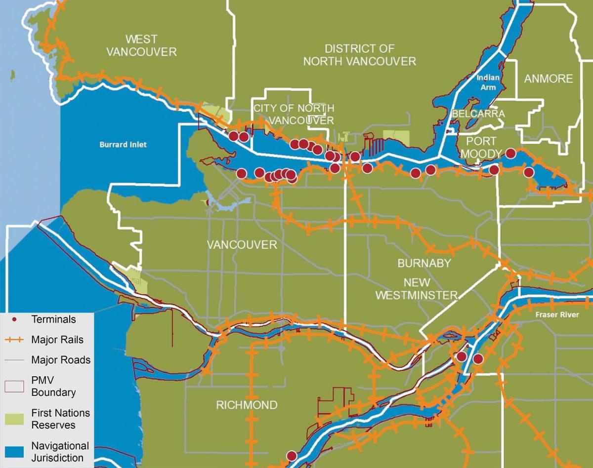 Χάρτης της πόλης της north vancouver