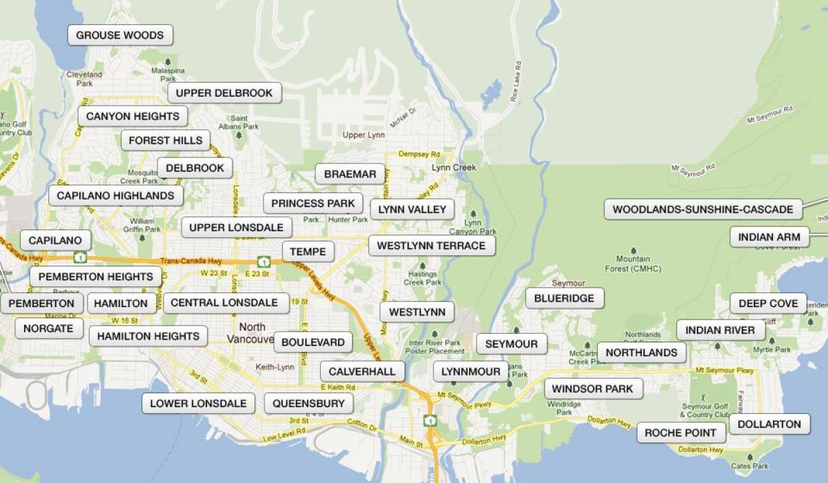 Χάρτης της north vancouver γειτονιές