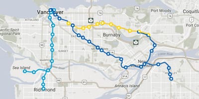 Skytrain το βανκούβερ χάρτης διαδρομών