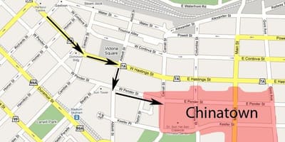 Χάρτης της chinatown του βανκούβερ