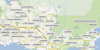 Χάρτης της north vancouver γειτονιές