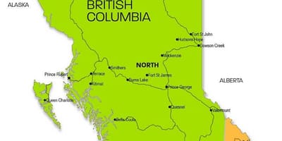 Χάρτης της british columbia περιοχές
