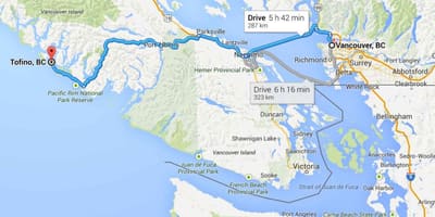 Χάρτης της tofino vancouver island
