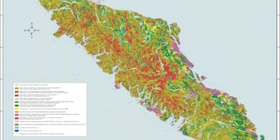 Χάρτης του νησιού του βανκούβερ γεωλογίας