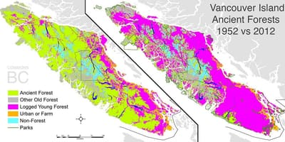 Χάρτης του νησιού του βανκούβερ γη του στέμματος