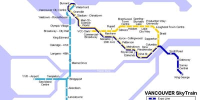 Χάρτης της yvr skytrain